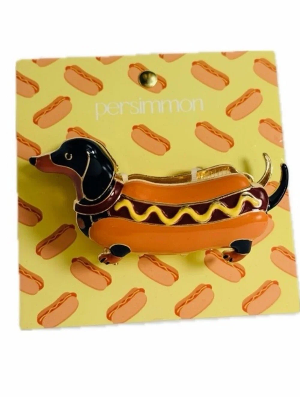 Persimmon Orange Dachshund Hot Dog Dog Claw Hair Clip Lp